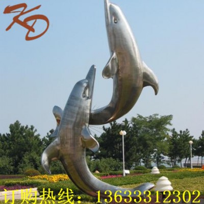康大雕塑不锈钢海豚雕塑不锈钢园林景观小品